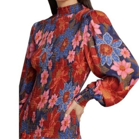 NWOT Farm Rio Navy Garden Smocked Mini Dress Sz M - Picture 2 of 6